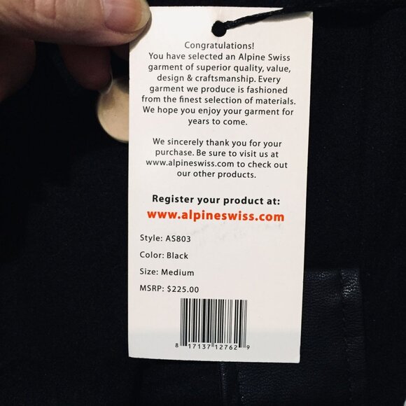 Womens Double Breasted Wool Coat Alpine Swiss Black Size Medium - Picture 6 of 10